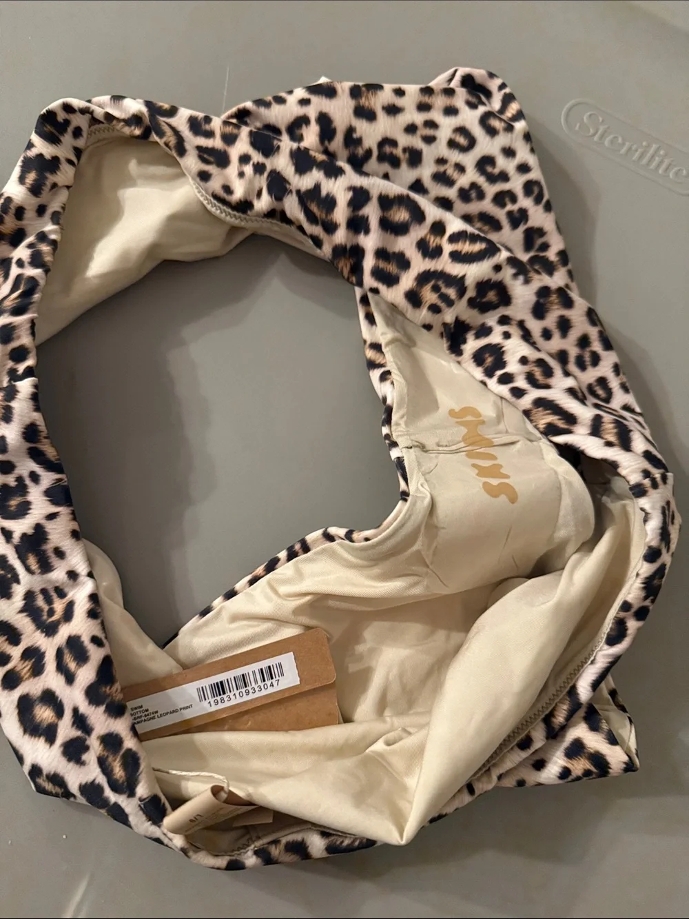 Skims Signature Swim Mid Waist Bottom Champagne Leopard Print Large